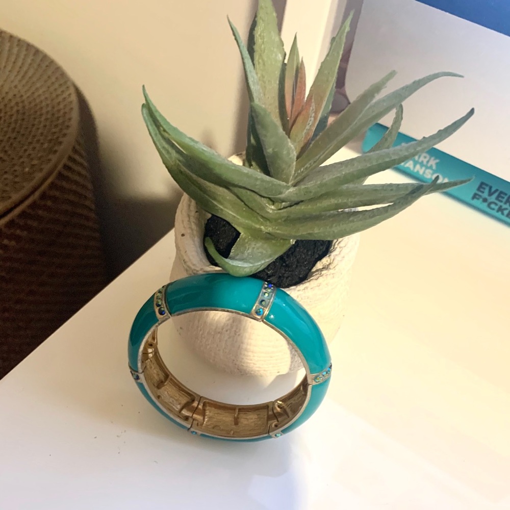 Vintage Blue Jeweled Bangle - Picture 2 of 7